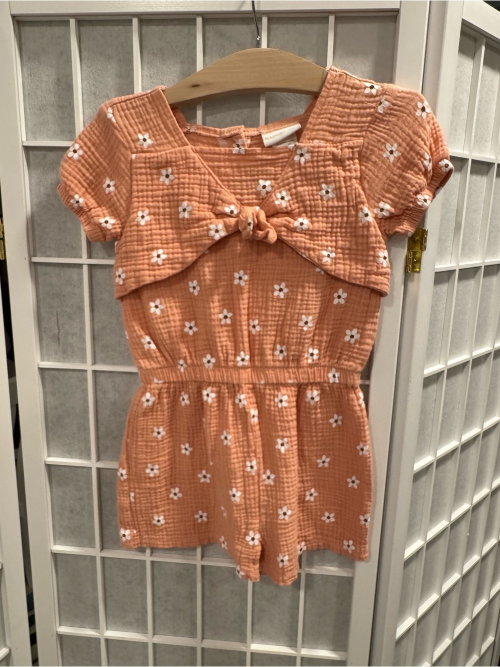 Rachel Zoe Girls' Peach Floral Romper